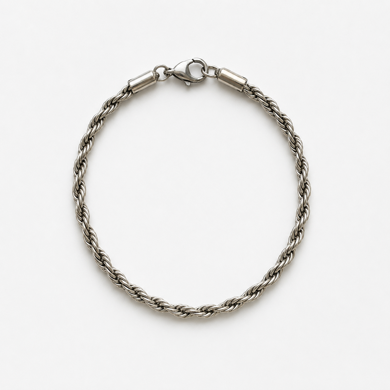 Shukham Silver Rope Chain Bracelet – Twisted Steel Spiritual Wrist Bracelet for Men & Women