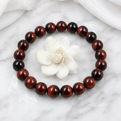 Red Tiger Eye Bracelet – Natural Gemstone Protection & Confidence Bracelet for Men & Women