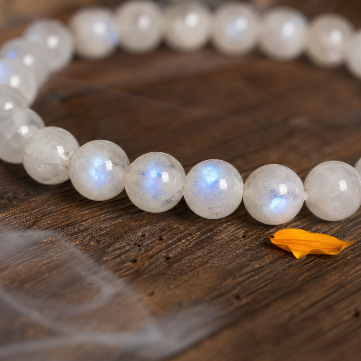 Shukham Natural Rainbow Moonstone Bracelet – Adularescence Crystal Healing Bead Bracelet for Positivity & Protection