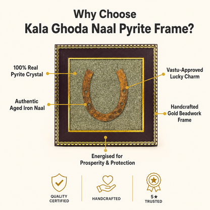 Ghode ki Naal Raw Pyrite Frame -  Ward off negativity with this striking Kala Ghoda Naal