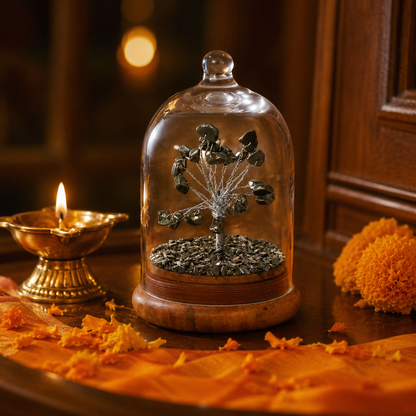 Pyrite Crystal Wish Tree in Glass Dome | Prosperity & Abundance Crystal Tree | Shukham