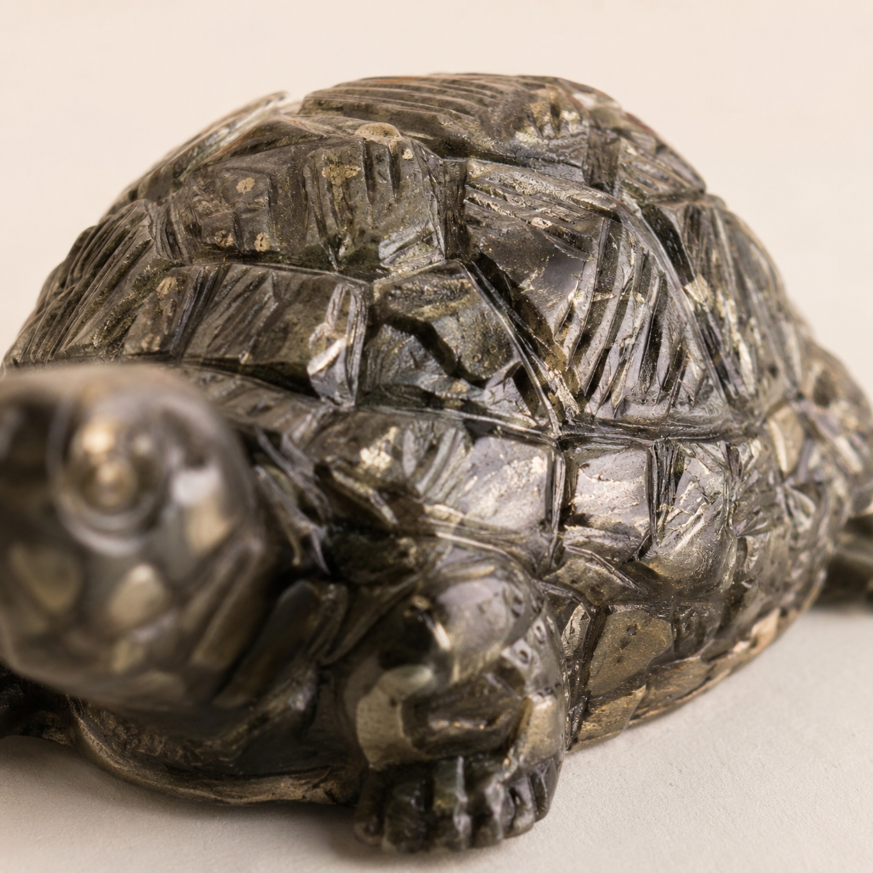 Shukham Golden Pyrite Tortoise Figurine | Vastu Feng Shui Prosperity Idol for Home Puja