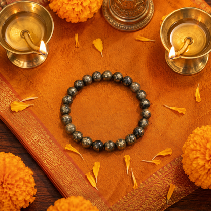 Raw Pyrite Bracelet – 24 Bead Authentic Crystal Bracelet for Prosperity & Abundance