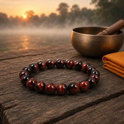 Red Tiger Eye Bracelet – Natural Gemstone Protection & Confidence Bracelet for Men & Women