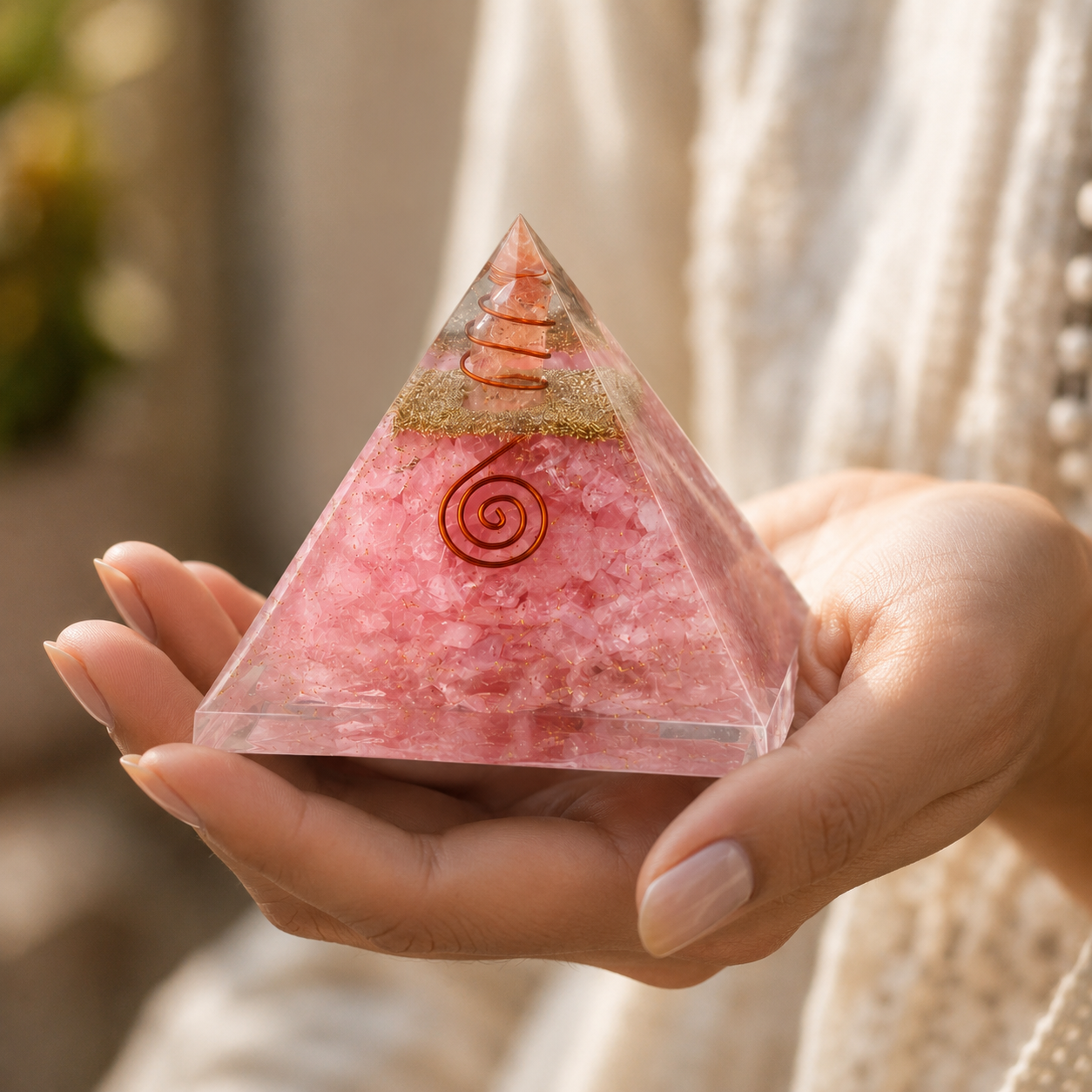 Rose Quartz Love Attraction Orgonite Pyramid