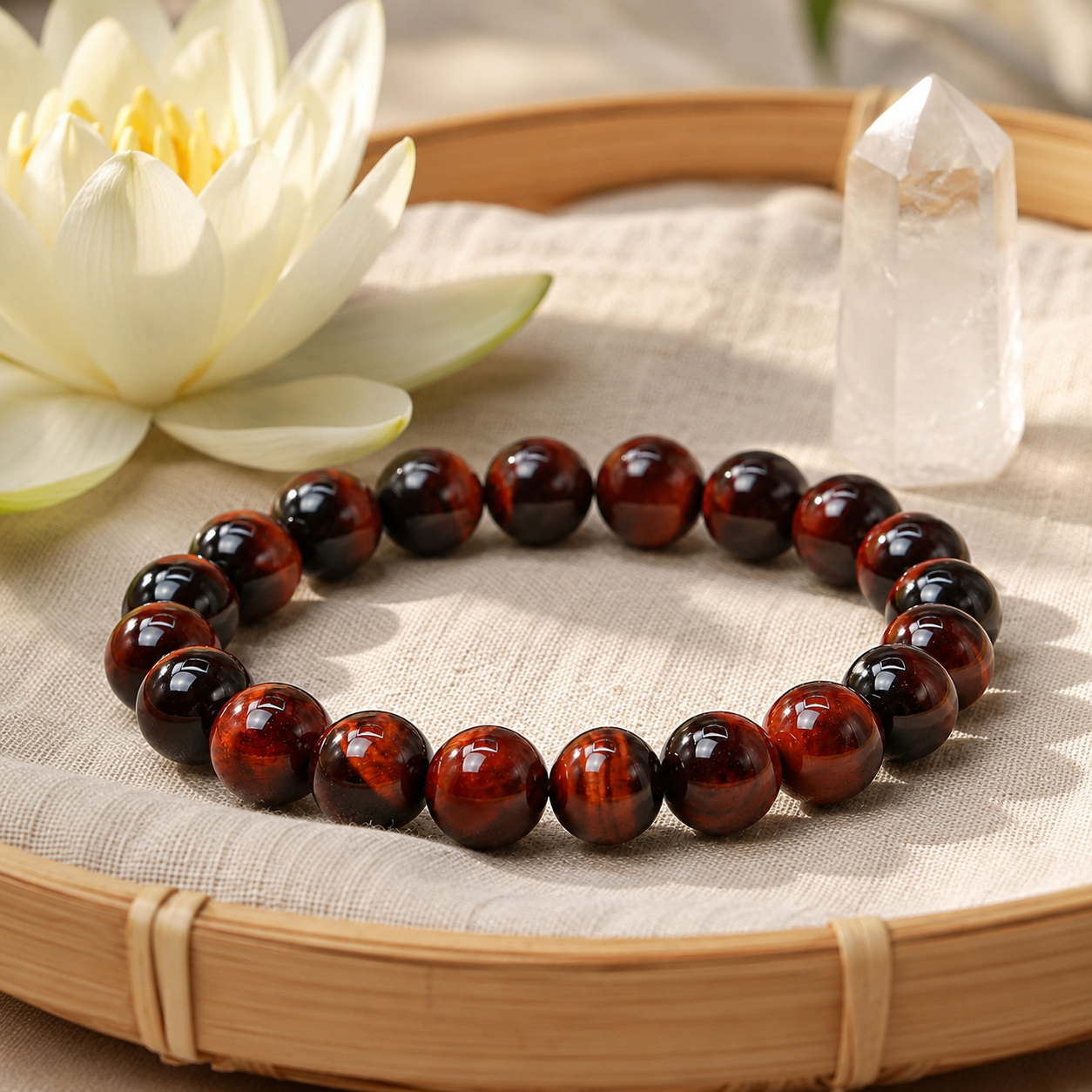 Red Tiger Eye Bracelet – Natural Gemstone Protection & Confidence Bracelet for Men & Women