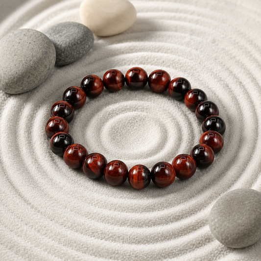 Red Tiger Eye Bracelet – Natural Gemstone Protection & Confidence Bracelet for Men & Women