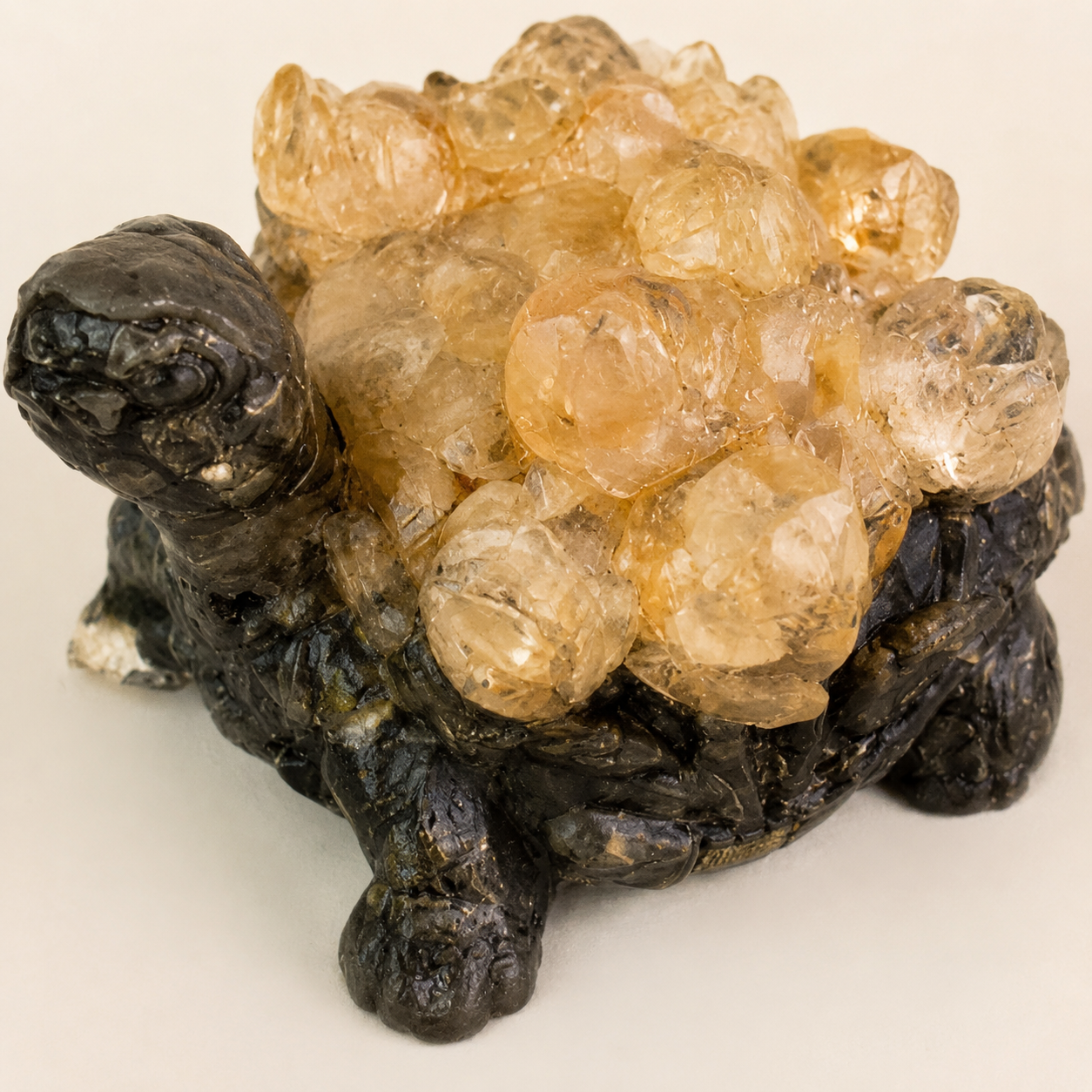 Shukham Citrine Crystal Tortoise Idol – Natural Gemstone Prosperity Figurine for Wealth & Vastu