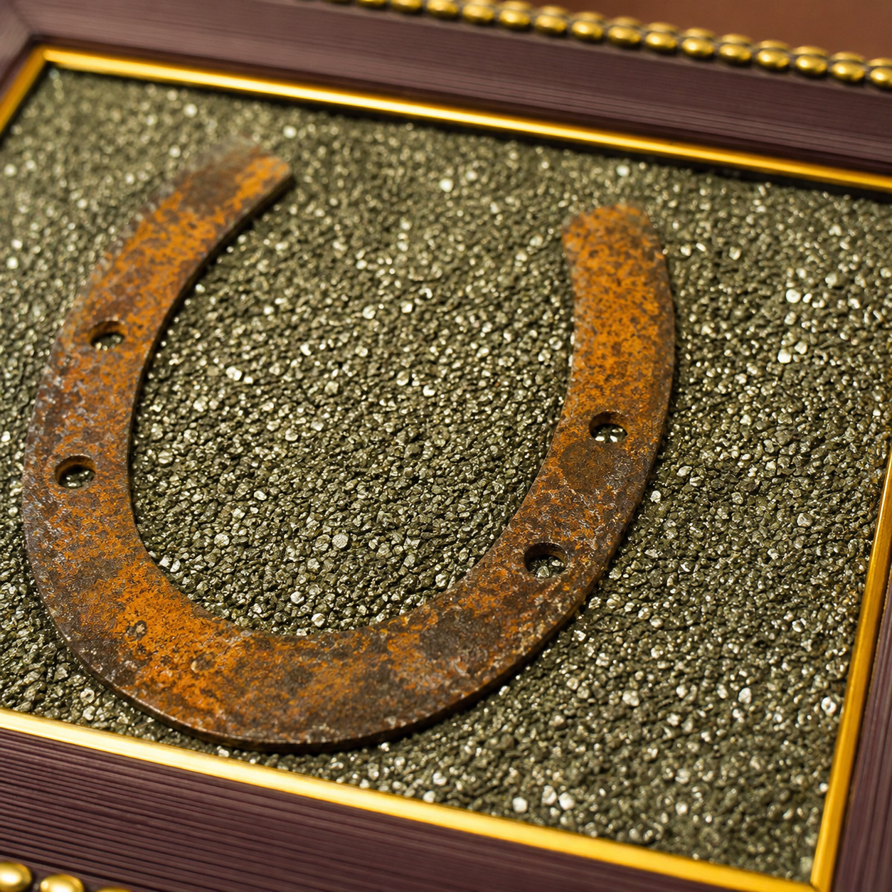 Ghode ki Naal Raw Pyrite Frame -  Ward off negativity with this striking Kala Ghoda Naal