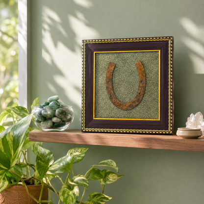 Ghode ki Naal Raw Pyrite Frame -  Ward off negativity with this striking Kala Ghoda Naal