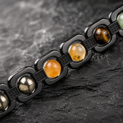 Shukham Metal Dhan Yog Bracelet Black – Multi-Stone Spiritual Wealth Bracelet for Men & Women