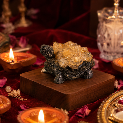 Shukham Citrine Crystal Tortoise Idol – Natural Gemstone Prosperity Figurine for Wealth & Vastu