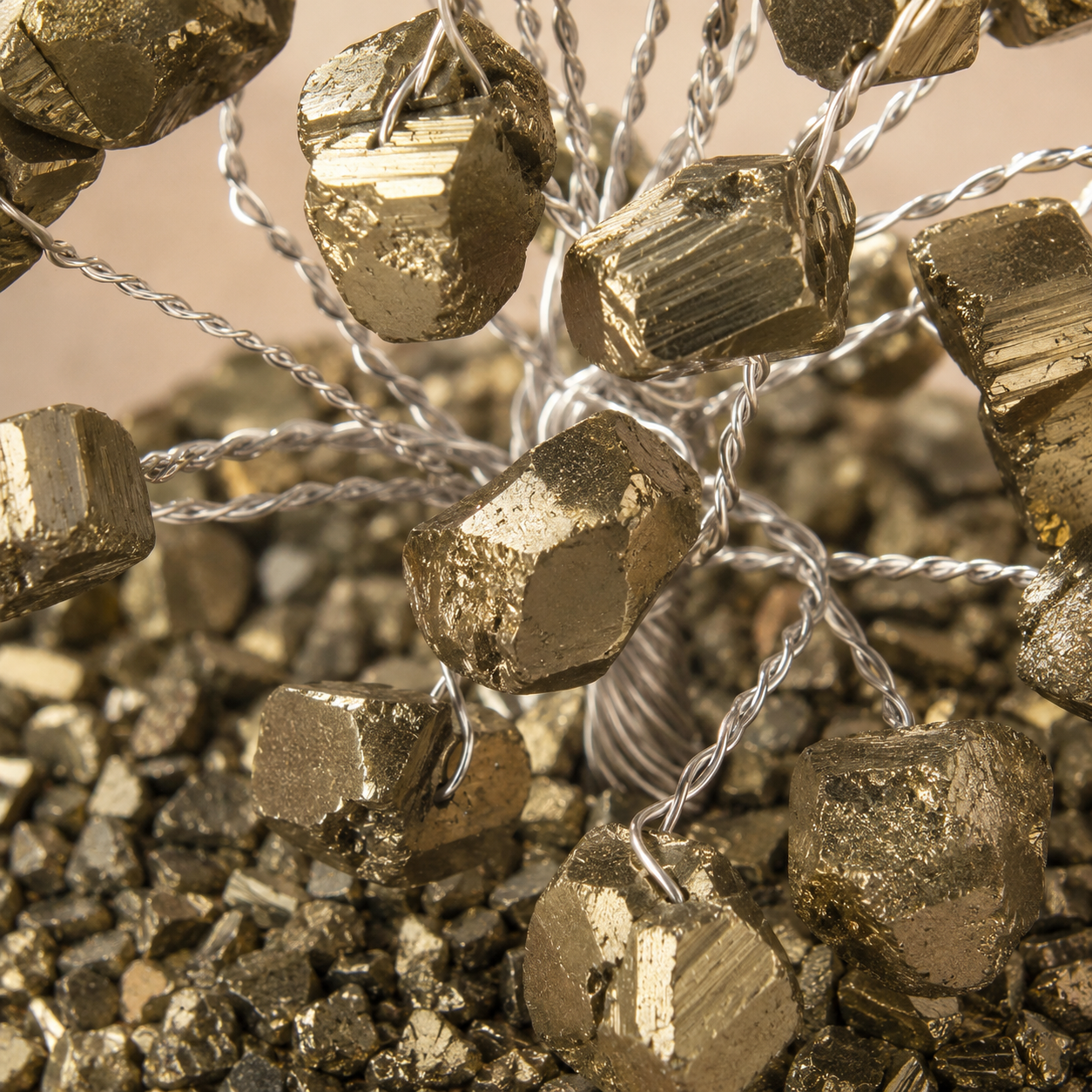 Pyrite Crystal Wish Tree in Glass Dome | Prosperity & Abundance Crystal Tree | Shukham