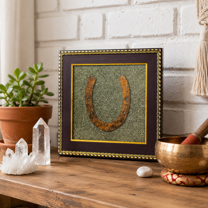 Ghode ki Naal Raw Pyrite Frame -  Ward off negativity with this striking Kala Ghoda Naal
