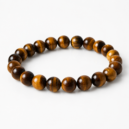 Tiger Eye Stone Bracelet – Natural Gemstone Bead Bracelet for Protection, Confidence & Vastu Harmony