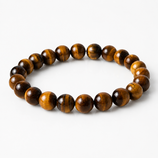 Tiger Eye Stone Bracelet – Natural Gemstone Bead Bracelet for Protection, Confidence & Vastu Harmony